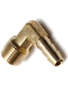 1/4" ID Hose x 1/8" NPT Male Pipe Thread 90 Degree Elbow Barbed Brass Fitting