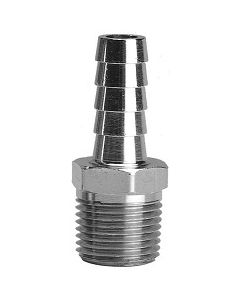 1/4" ID Hose x 3/8" NPT Male  Stainless Steel Barbed Fitting