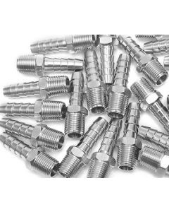 (10 Pack) 3/8" ID Hose x 1/4" NPT Thread Straight Stainless Steel Barbed Fitting