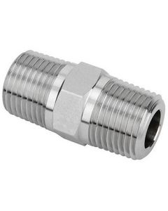 High Pressure 1/4" NPT 316 Forged Stainless Steel Hex Nipple Pipe Thread Fitting