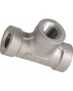 1/8" NPT 316 SS Female Pipe Thread 3-Way Tee Class 150 PSI Fitting