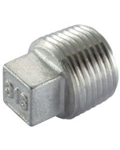 1/4" NPT 316 Stainless Steel Class 150 Square Head Pipe Thread Plug
