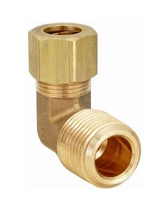 3/8 Tube x 3/8 NPT Lead Free Brass Compression 90 Elbow Fitting