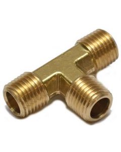 1/4" NPT Brass Male Pipe Thread 3-Way Tee 1200 PSI Fitting