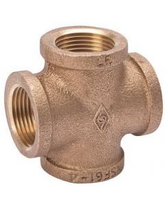 Red Brass 1" NPT Female Pipe Thread 4-Way Equal Cross Fitting