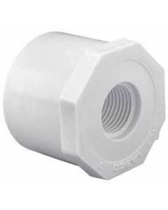 1" Male Slip Spigot x 1/2" NPT Female Pipe Thread Reducing Hex Bushing Schedule 40 PVC Fitting - Made in the USA