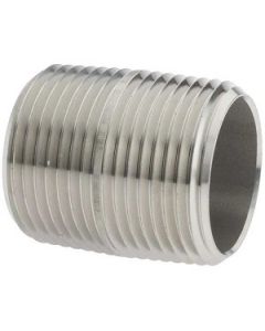 316 SS 1" NPT x Close Schedule 40 Stainless Steel Pipe Thread Nipple