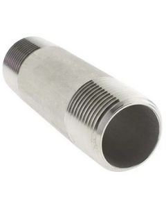 304 SS 1/2" NPT x 2" Long Schedule 40 Stainless Steel Pipe Thread Nipple
