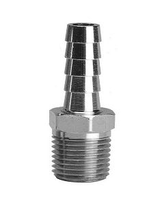 5/16" ID Hose x 1/4" NPT Thread Straight Stainless Steel Barbed Fitting