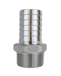 1-1/2" ID Hose x 1-1/2 NPT Male 304 Stainless Steel Barbed Fitting