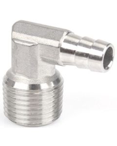 1/2" Hose Barb x 1/2 NPT Male Thread | 316 Stainless Steel 90 Degree Elbow Fitting