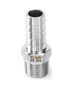 1/2" Hose Barb x 3/8 NPT Male Thread | 316 Stainless Steel Fitting