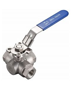 1" FNPT 3-Way T-Port 316 Stainless Steel Ball Valve