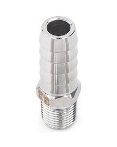3/8" ID Hose x 1/8" NPT Straight Stainless Steel Barbed Fitting