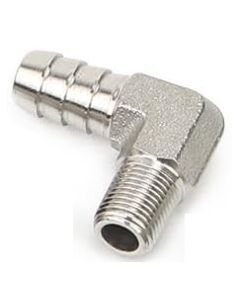 3/8" Hose Barb x 1/8 NPT Male Thread | 316 Stainless Steel 90 Degree Elbow Fitting