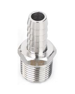 3/8" ID Hose Barb x 3/8" NPT Male Thread Stainless Steel Barbed Fitting