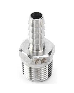 5/16" Hose Barb x 3/8 NPT Male Thread | 316 Stainless Steel Fitting