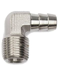 3/8" Hose Barb x 1/4 NPT Male Thread | 316 Stainless Steel 90 Degree Elbow Fitting