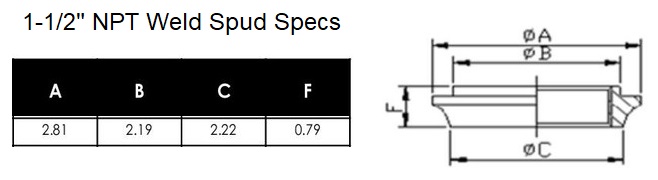 1-1/2" NPT Weld Spud Specs