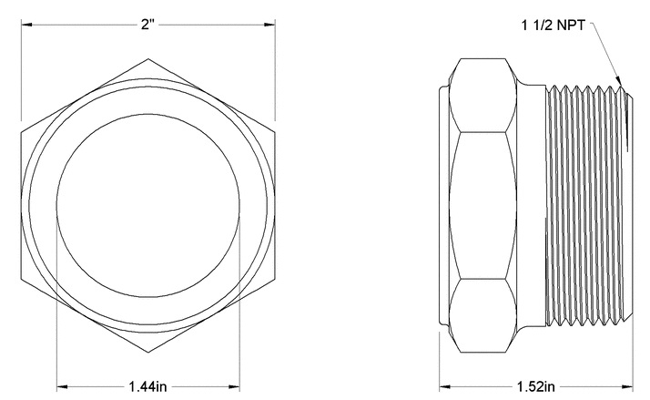 1-1/2" NPT Brass Sight Plug Specs