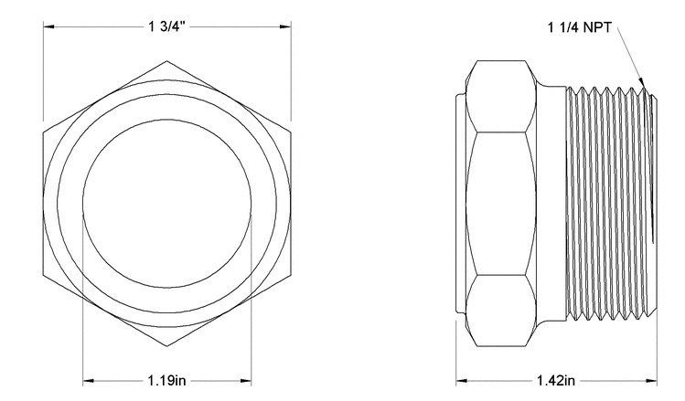 1-1/4" NPT Brass Sight Plug Specs