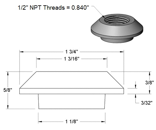 1/2" NPT Carbon Steel Weld Spud Specs