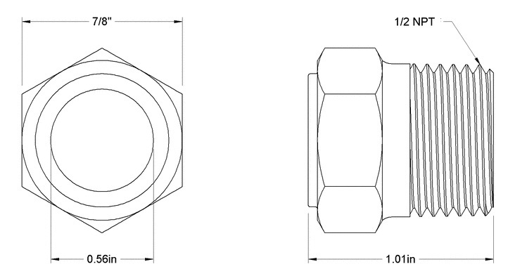 1/2" NPT Brass Plug Specs