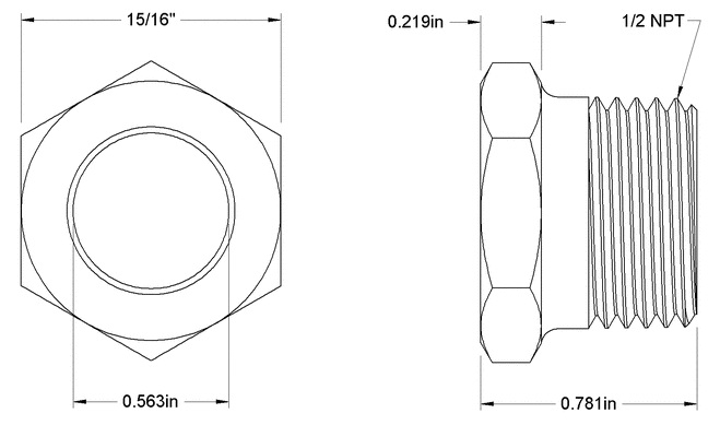 1/2" NPT Sight Plug Specs