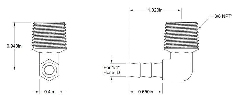 1/4" HB x 3/8" NPT 90