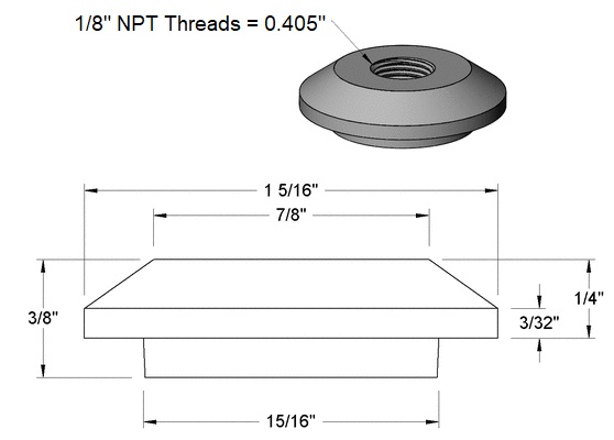 1/8" NPT Carbon Steel Weld Spud Specs