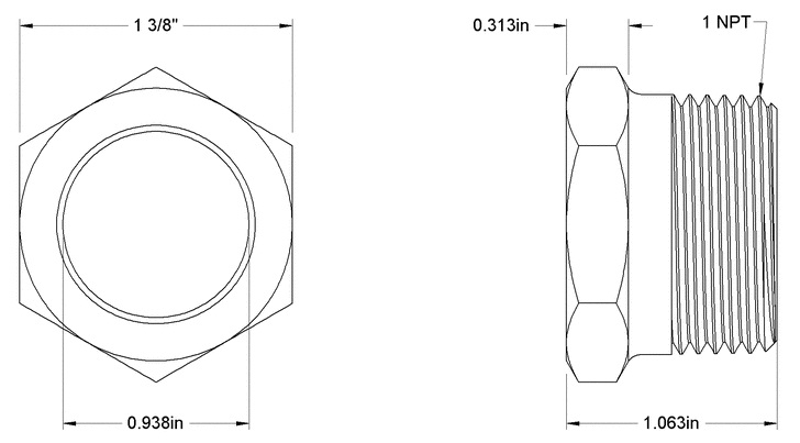 1" NPT Low Pressure Steel Sight Glass Specs