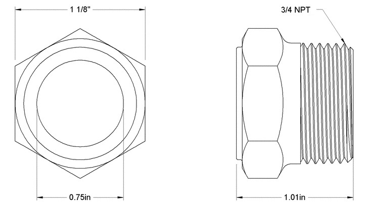 3/4" NPT Brass Sight Plug Specs