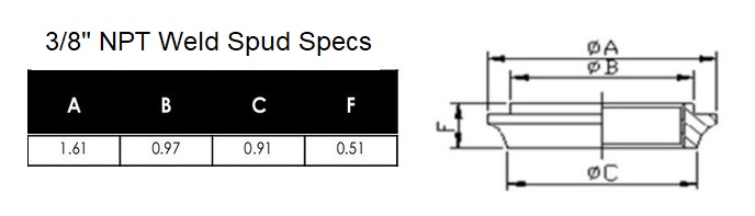 3/8" NPT Weld Spud Specs